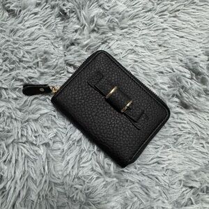 Stylish Black Textured Wallet with Bow